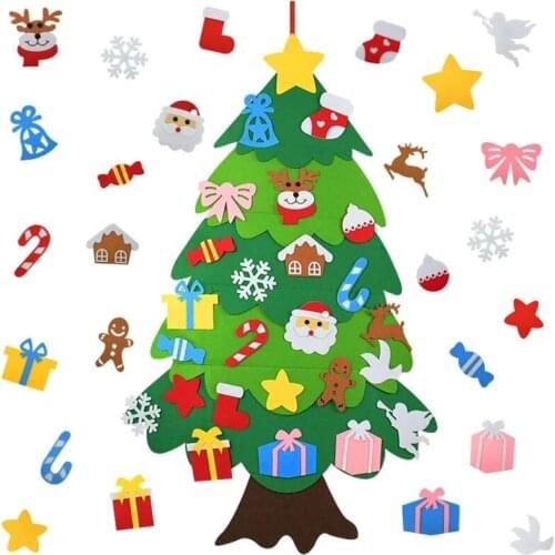 DIY Felt Christmas Tree Decorations Kids Gifts Xmas Tree Door Wall Hanging Ornaments Artificial Tree for Home Navidad Decor 2021