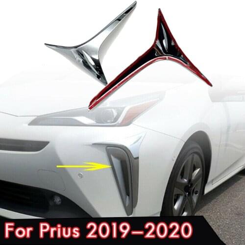 For Toyota Prius 2019 2020 Chrome Front Fog Light Lamp Eyelid Eyebrow Decoration Cover Trim Accessories