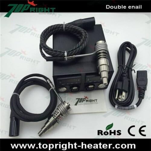Double temperature control box with 2pcs coil heater and 2pcs titanium nail