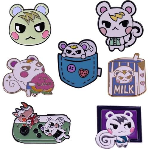 New Horizons Marshal The Cutest Smug Squirrel Villager Enamel Brooch Pins Badge Lapel Pin Alloy Metal Fashion Jewelry Accessorie
