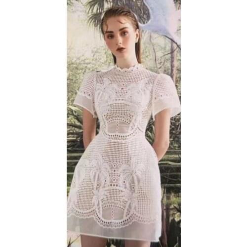 Perforated cotton embroidery high quality African lace fabric bridal lace Nigerian tulle lace fabric for party dress Swiss HF279