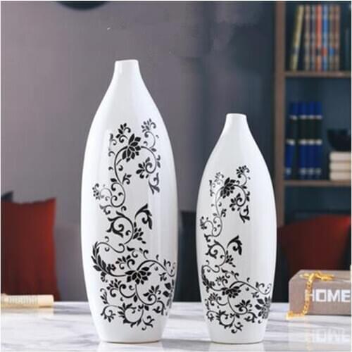 Ceramic black and white vase decoration, creative home modern crafts, wedding decoration, flower arrangement