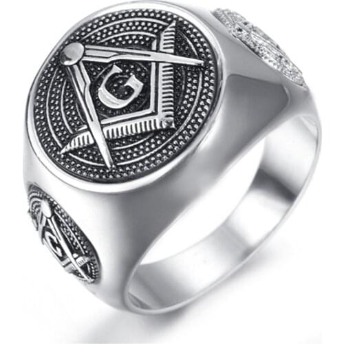 Fashion New Gothic mens Freemasonry Silver Ring fashion jewelry rings for men