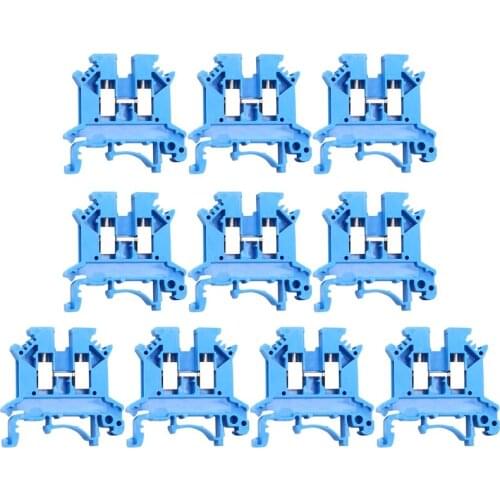 Combiner DK2.5N-BL 10 Gang Power Distribution Dk2.5N-BL 10 Gang Box Connector DIN Rail Terminal Blocks, 12-22 AWG, 20 Amp, 600V