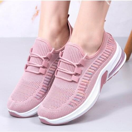 Air Cushion Platform Sneakers 2021 Fashion Breathable Mesh Shoes Womens Flat Casual Sports Shoes Running Shoes Women Trainers