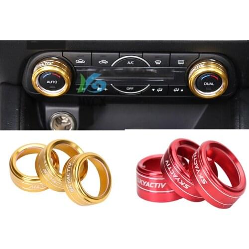 Metal Car Air Conditioning Rotary Knob Control Button Covers Car-Styling For Mazda Axela CX-4 CX-5 ATENZA Accessories