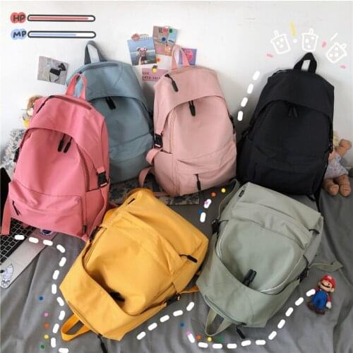 Solid Color Backpack Fashion Women Backpack High School Bags For Teenage Girls Anti-theft Travel Backbag Student Kawaii Bookbags