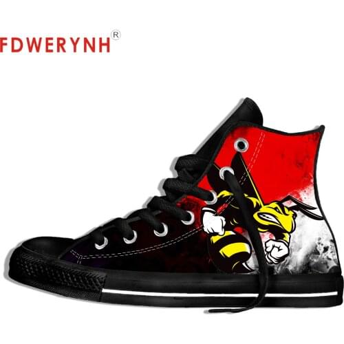 Mens Canvas Casual Shoes Angry Hornet 3D Yellow Bee Trendy Creative Graphic Customize Pattern Color Lace-up Leisure Flats Shoe