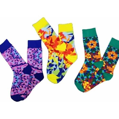 Peonfly Quality Brand Mens Happy Heart Big Flower Newly Style Colorful Men Combed Cotton Tide Streetwear Socks