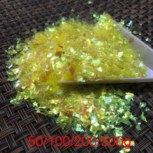 PP BAG Irregular Manicure glitter Acrylic Glitter Nail Powder Yellow Cameo Crushed Sea Shining Ice Mylar Shell Glitter Podwer 09