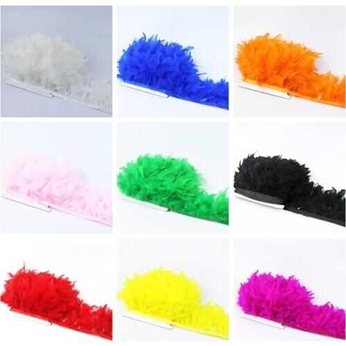Sell 2 Meter fluffy Beautiful Turkey feathers ribbon fringe 4-6inch turkey feather trimming for carnival costumes DIY Clothing