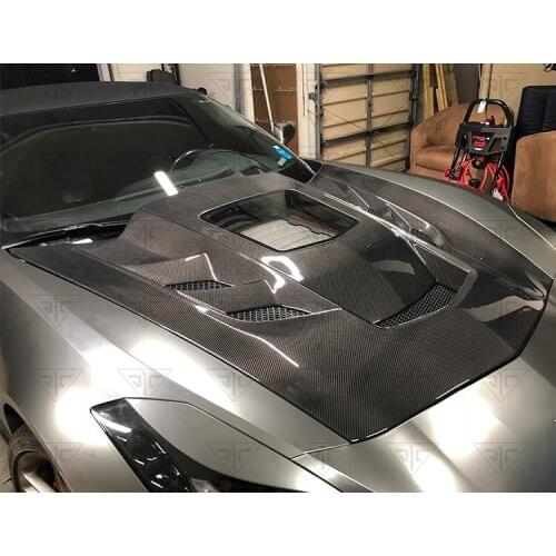 Carbon Fiber Transparent Glass Front Bumper Engine Hood Bonnet Vent Cover For Chevrolet Corvette C7 2014 2015 2016 2017 2018