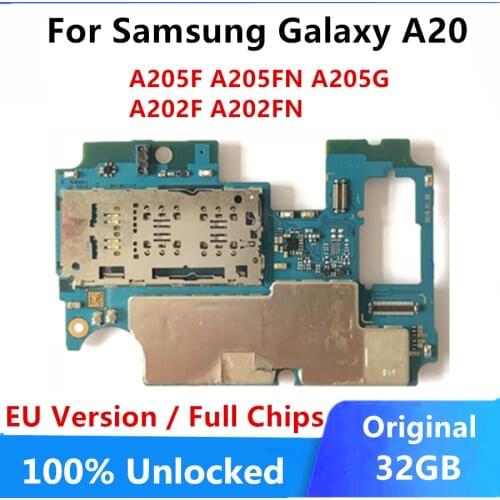 Mainboard For Samsung Galaxy A20 A205F/FN A202F/FN Original unlocked Motherboard For Samsung Galaxy A20 With Android System