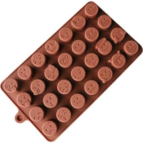 28 Grid Smiley Face Expression Silicone Mold DIY Chocolate Gummy Candy QQ Fudge Cake Ice Cube Mold Baking Cake Decoration Tool