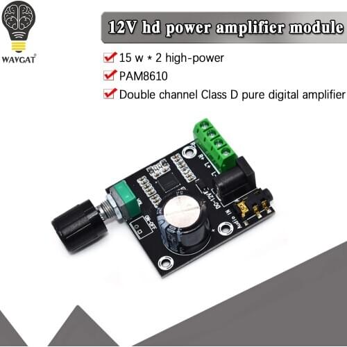 Super Slim 2 x 15W PAM8610 Class D Digital Dual Power Audio Amplifier Board 12V