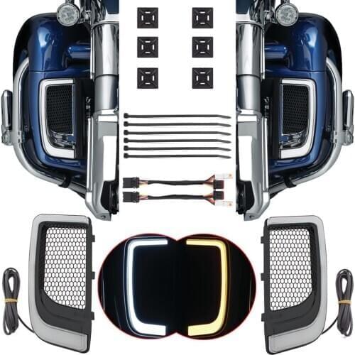 Motorcycle LED Fairing Lower Grills W/Running Turn Signal Lights For Harley Touring Electra Glide Road Glide Tri Glide 2014-2020