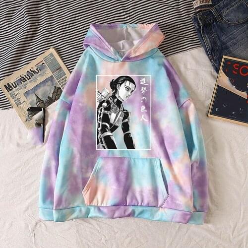 Anime Attack on Titan Printing Eren Yeager Hoodies Pullover Sweatshirt Harajuku Hip Hop Tie-dye Hoodie Pullover