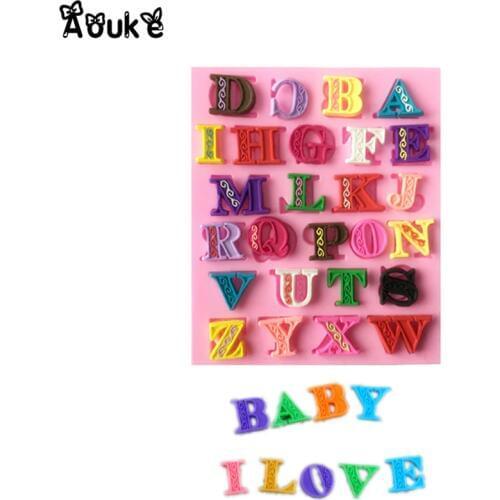 Capital Letter Shape Fondant Silicone Mold Chocolate Candy Molds Cookies Pastry Biscuits Mould Baking Cake Decoration Tools D156