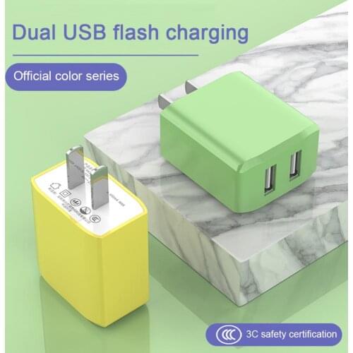 5V 2A Dual Ports USB Adapter Fast Charge Macaron USB Mobile Phone Charger Mobile Phone Wall Charger for iPhone X 8 plus Android