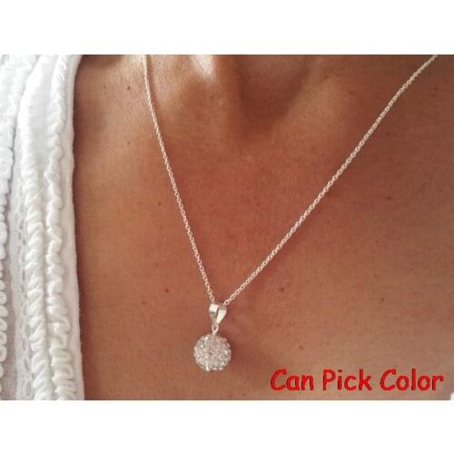 Df34se mixed Fashion Rhinestones Silver Plated men disco ball CZ ball Necklace Pendant Chain crystal