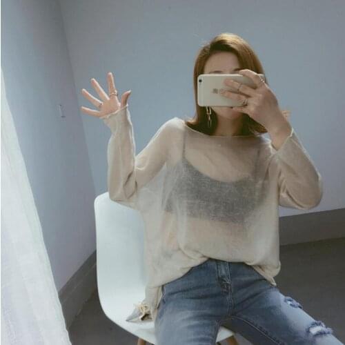 Womens Summer Blouse Loose Pullover Sun Protection Clothing Mesh Top Shirt