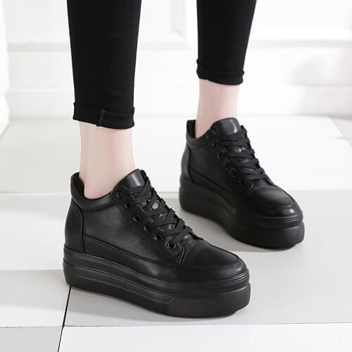 Platform Wedges Shoes for Women White 7CM Heel Sneakers Woman New Fashion Black Hidden Wedge Shoes Platform Trainers Chunky Shoe