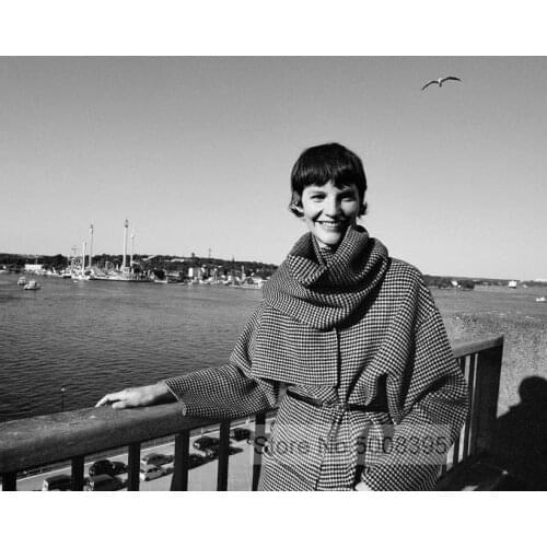 Woman Fashion Houndstooth Double Wool Cashmere Scarf Long Shawl For Coat 2020FW