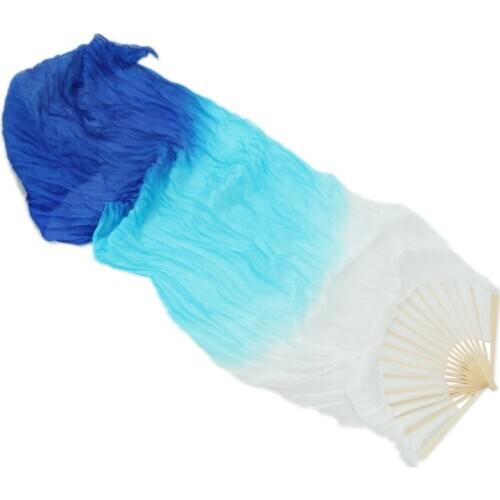 1.8m Blue Belly Dance Veils Fan with 128 LED Lights Folding Fan Right Hand