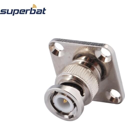 Superbat 10pcs BNC Connector 4 Hole Panel Mount/Flange Plug Male with Solder Cup Audio