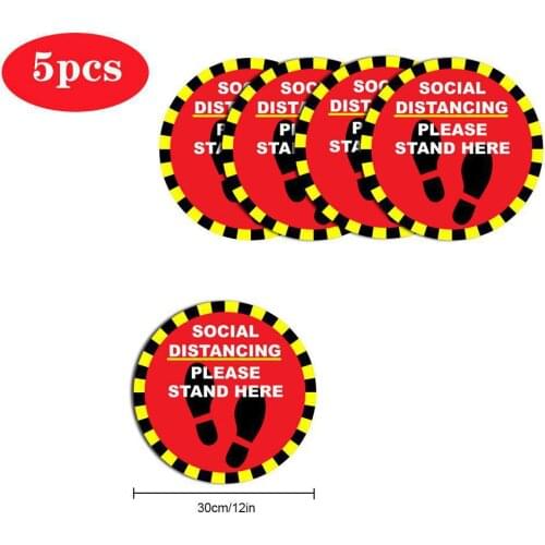5pcs/10pcs Social Distancing Floor Decals For Floor Safety Notice Floor Marker SOCIAL DISTANCING PLEASE STAND HERE