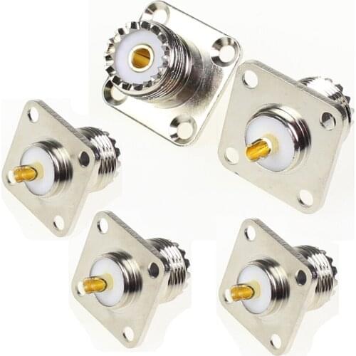 5 Pack UHF Female Jack SO-239 Bulkhead Panel Chassis Mount Connector adapter