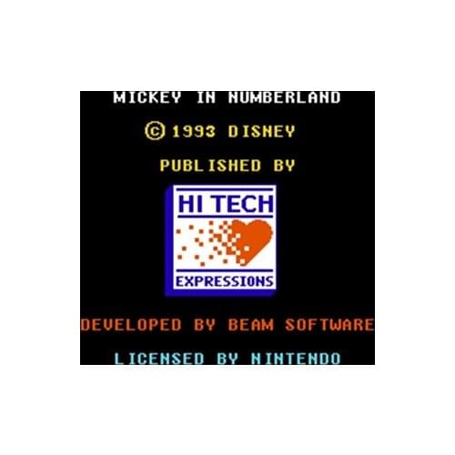 Mickeys Adventures in Numberland Region Free 60 Pin 8Bit Game Card For Subor Game Players