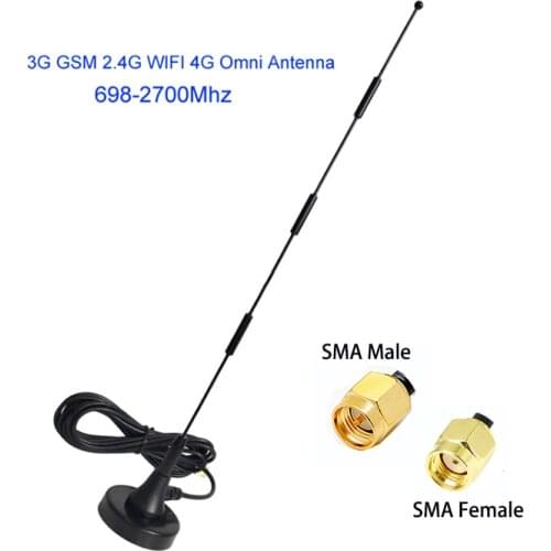 2.4G WIFI 3G GSM 4G LTE external strong magnetic base sucker antenna RG174 3m 5m cable sma male female interface high gain 35dbi