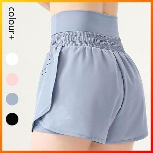 Alo Yoga Summer New Womens Sports Shorts Quick-drying Running Fitness Shorts Anti-exposure Fake Two-piece Sports Pants 1847
