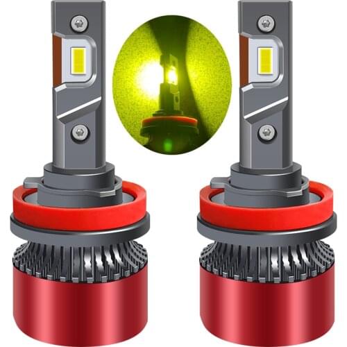 Lemon yellow Car Headlight H4 H7 LED 3000K 60W 3570 chips H1 H8 H11 HB3 HB4 9005 9006 HIR2 H3 Tubo Fan bulb Auto fog light 12V