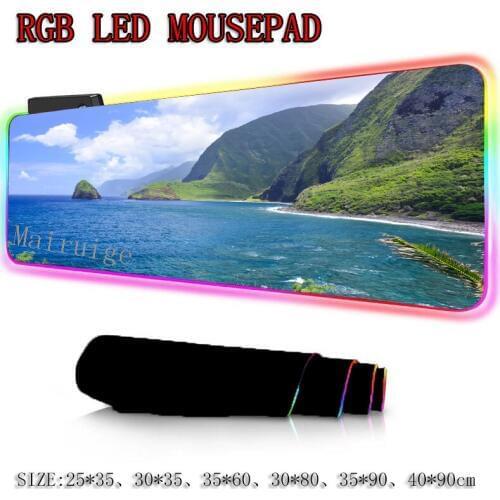 Mairuige Sea Scenery Cartoon Game Player Large RGB Mouse Pad Computer LED Backlight XXL Surface Mousepad Keyboard Desk Mat
