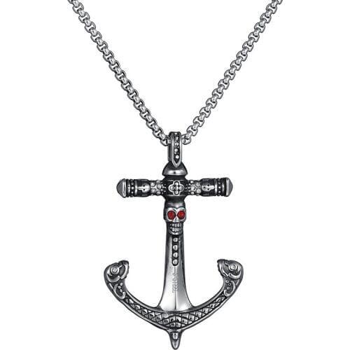 316L Stainless Steel Cross Anchor Zircon Skull Pendants Necklaces Women/Men Fashion Jewelry Jewelry Party Gift