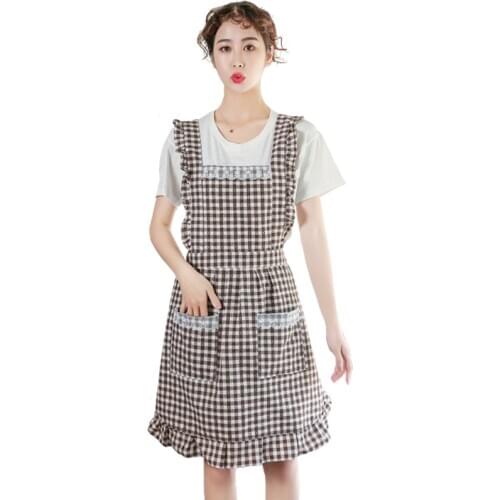 Pure Cotton Apron Kitchen Cooking Waterproof Oil Proof Apron for Cook Waitress Uniform Beauty Apron