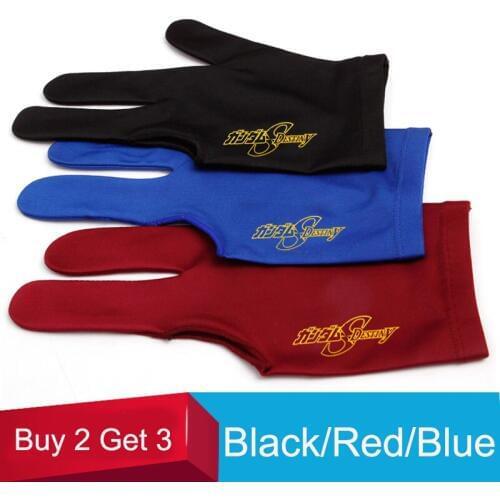 Good Elasticity Three Fingers Billiard Gloves Snooker Glove Red/Blue/Black Billiard Accessories Buy 2 Get 3 Ones China