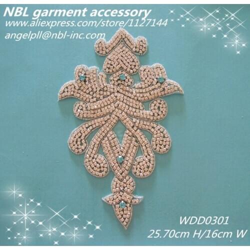 Crystal bridal beaded rhinestone applique patch WDD0301