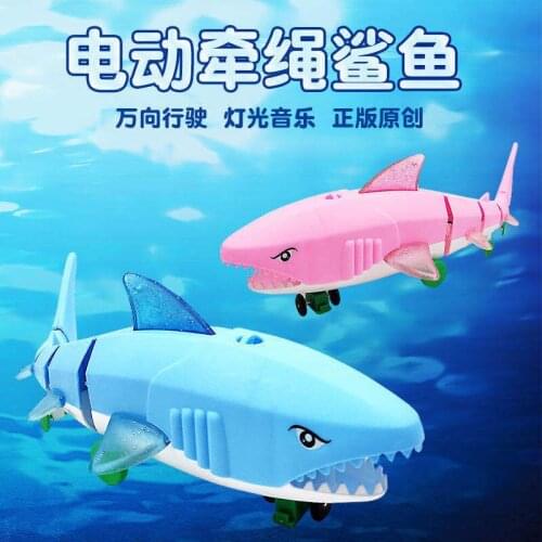 Electric Shark Toy Glow Toy With Hand Leash Electric Light Music Toy Simulation Pet Doll Children Puzzle Funny Toy Birthday Gift