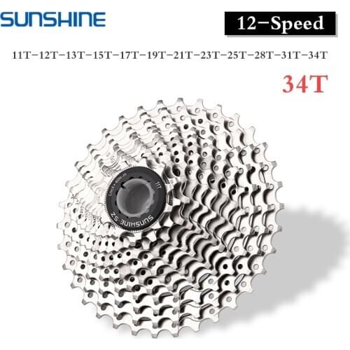 SUNSHINE 12 Speed Road Bike Freewheel 12S 11-34T Cassette Flywheel Bicycle Sprocket 12V Aluminum Alloy Free Wheel Bike Parts