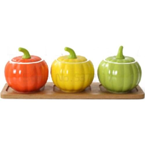 Ceramic seasoning can suit salt sugar can monosodium glutamate seasoning box combination chili oil tank kitchen seasoning can