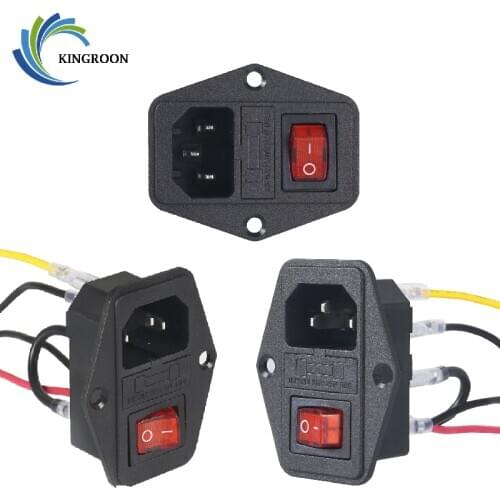 KINGROON 5Sets 4Set 10A 250V Power Supply Switch with Cable AC 3 in 1 Fuse Socket Outlet 3D Printer Parts For Makerbot Ultimaker
