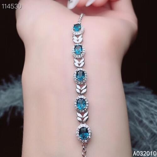 KJJEAXCMY Fine Jewelry 925 Sterling Silver inlaid gemstone blue topaz women new hand bracelet fashion support detection