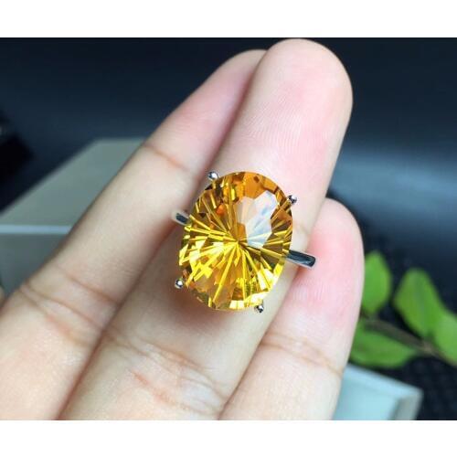 Natural Brazilian citrine ring, the most dazzling gemstone ring, the ladys favorite gem. 925 sterling silver