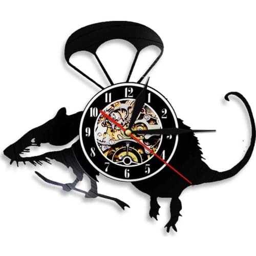 Rat LED Lighting Wall Art Watch Little Mouse Multi Colors Changeable Vintage Vinyl LP Record Silent Wall Clock Rat Lover Gift
