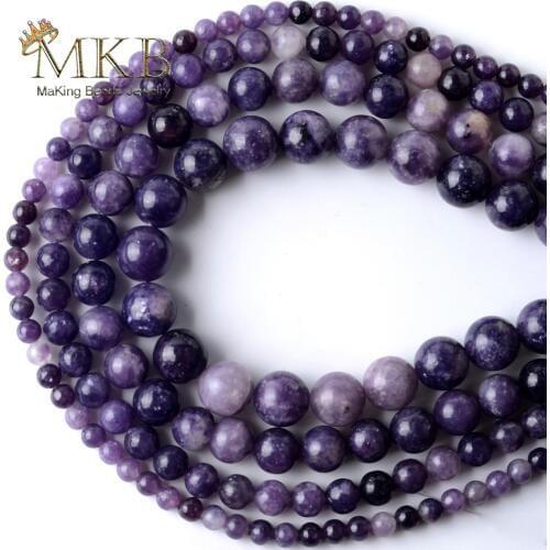 Natural Stone Purple Lepidolite Stone Round Beads For Jewelry Making Spacer Loose Beads 4/6/8/10/12mm Diy Bracelet Jewellery15