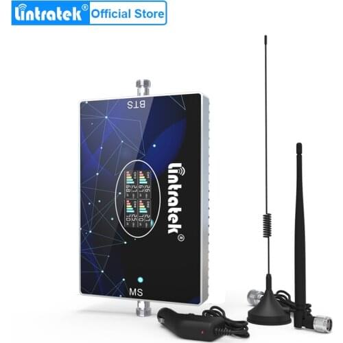 Lintratek Car Use Cellular Amplifier 900 1800 2100 2600 Signal Repeater GSM repeater DCS WCDMA 2G 3G 4G Signal Booster Four Band