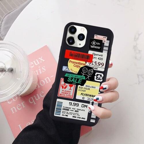 JAMULAR Fashion Retro Bar Code Label Phone Case For iPhone 11 Pro 12 X XS MAX XR SE20 7 8 6Plus Soft Silicone Cover Matte Fundas